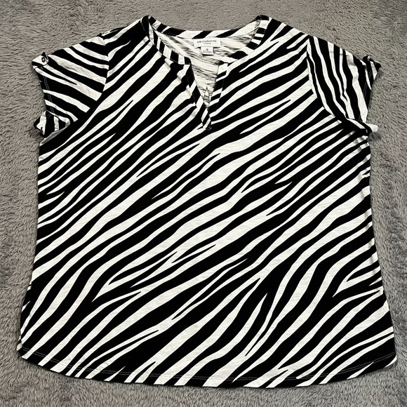 Liz Claiborne Tops - Liz Claiborne Blouse Top Zebra Print Button Accent Shoulder Plus Women's 1X‎